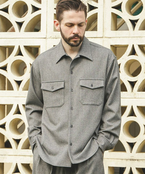 MR.OLIVE / PEACHSKIN STRETCH GABARDINE / CPO SHIRT / ミスターオリーブ ピーチスキンストレッチギャバジン CPOシャツ